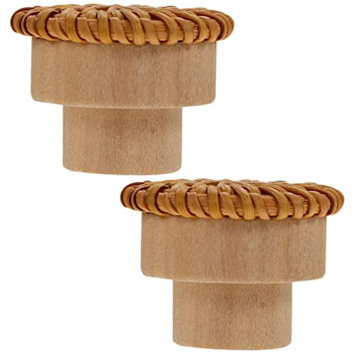 Operitacx 2 Stücke Holzgriff Schublade Kommode Schubladenknöpfe Schubladengriffe Kommode Knöpfe Griffe Für Kommode Schubladen Kommode Schublade Zieht Holzgriff Rattan Runde Waschtisch