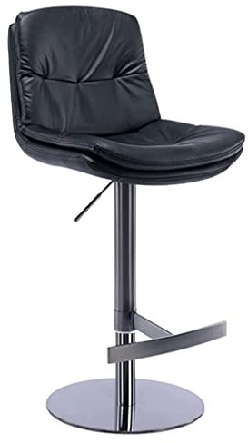 OLOTU Das Neue Barhocker Barhocker PU-Leder Titan schwarz gebürsteter Edelstahl drehbarer Hebe-Barhocker mit höhenverstellbarer Rückenlehne elegant/fein