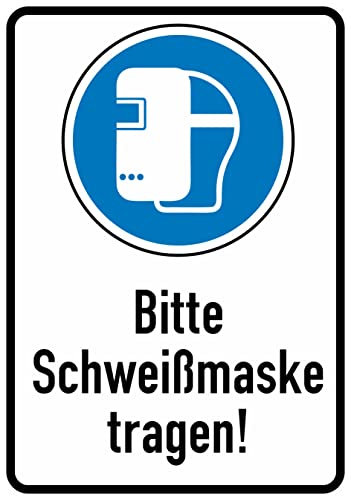 Daged Bitte Schweißmaske Tragen .Aufkleber 23x16 cm Hinweiszeichen Sicherheitszeichen Sticker T-146