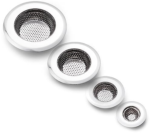 CORNERJOY Paquete de 4 coladores de Drenaje de Fregadero de Cocina de Acero Inoxidable Resistente, Tapa de Drenaje de Ducha, tapón de Drenaje de Fregadero, Drenaje de Suelo de Lavabo, Borde de 2.1 a