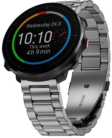 Hiseus Kompatibel mit Polar Vantage M/Vantage M2 Armband, Edelstahl Metall Ersatarmband Kompatibel mit Polar Grit X/Grit X Pro/Grit X Pro Titan (Silber)