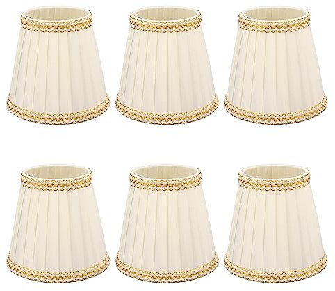 Abat-jour, 6 Pièces Petit Abat-jour Clip sur Tambour Abat-jour Tissu pour Lustre Bougie Ampoules Accessoires D'éclairage E14, Pinces