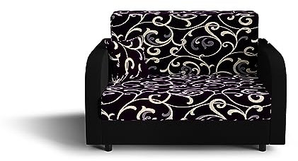 ALTDECOR Wohnzimmer Couch mit Schlaffunktion, Polstercouch rückenecht gepolstert, ideal als Gästebett - TWIC- 98x98x86 cm Schwarz