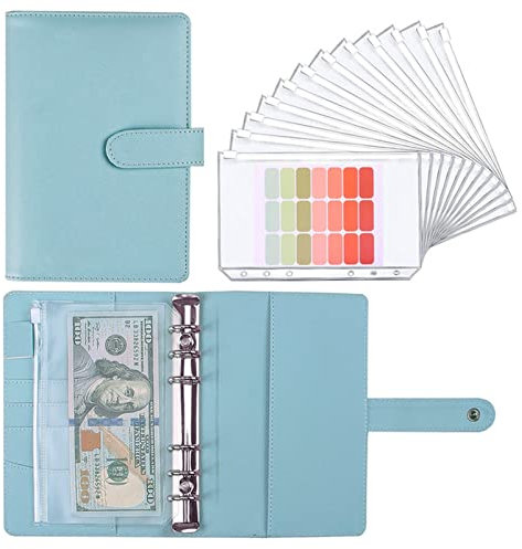 Latex Bindemittel A6 Bindemittel Reißverschluss Bag Macaron Farbe Notebook Leder Pu. Lose-Leaf-Buch-Geldbudget-Handbuch Bindemittel (Size : SPAIN)