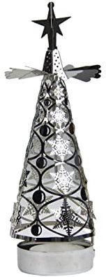 LEMCC Weihnachtsbaum-Karussell-Kerze, Drehbarer Teelicht-Kerzenhalter, Rotierender Kerzenständer, Weihnachts-Tischdekoration für Hochzeit, Party (#1)