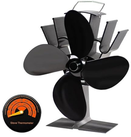 Holzofenventilator 4-Blatt-Herdventilator, Wärmebetriebener Kaminofen, Kaminventilator, Öko-Ventilator, Leiser Heizer, Winterwärmer, Effiziente Wärmeverteilung Energiesparender Ofenventilator ( Color