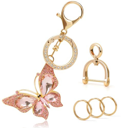 YGMONER Crystal Keychain Car Keyring & Bag Accessory Free with Gift Box, Butterfly, 3.6 inches