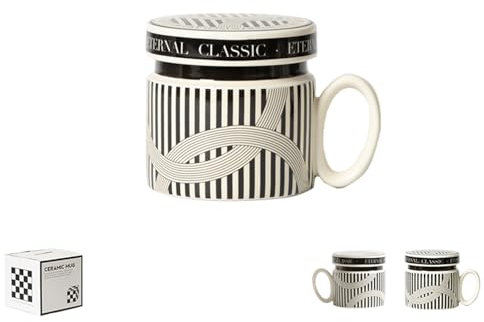 zhosyym Kaffeetasse, handgefertigte Keramiktasse, dickwandig, mit Griff und Deckel, langlebig, spülmaschinenund mikrowellengeeignet, für Damen, Herren, Büro, Arbeit, Gebu