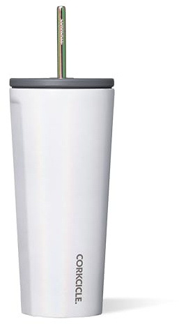 Corkcicle Cold Cup Insulated Tumbler with Straw - Keeps Drinks Cold for 12 Hours - Triple-Insulated Stainless Steel - Leak-Resistant Lid - Summer Drinkware Gift - 24 oz - Unicorn Magic