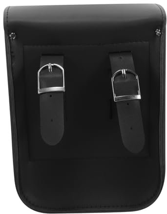 VALICLUD Motorrad Seitentasche Aus Kunstleder 18x10x22,5cm Retro Satteltasche Schwarz Vielseitige Motorradgepäcktasche Für Werkzeug Und Roller