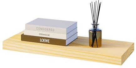 eSituro Wandregal Holz, Regal Wand, Hängeregal, Schweberegal, Regalbrett 50x19x3,5 cm, Wand Regal, für Küche Wohnzimmer Schlafzimmer, Wandboard mit unsichtbarer Halterung, Holzoptik