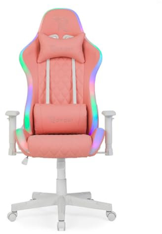 Ranqer Halo Chaise Gaming RGB LED – Chaise de Bureau Ergonomique avec 350 Couleurs & Effets, accoudoirs 2D réglables en Hauteur, Dossier inclinable 90–180°, Chaise pivotante pour Gamer – Gris