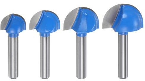 sourcing map Router Bit Core Box Set 1/4 Shank 5/8 3/4 57/64 1 Cutting Dia. Round Nose Router Bit 2 Flutes Carbide Cove Box Cutter for Woodworking Cutter Tool 4in1 Set