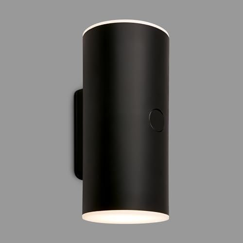 BRILONER - LED Wandlampe Akku mit Touch, dimmbar in Stufen, 15 min. Timer, Aussenlampe, Wandleuchte aussen, LED Strahler außen, Außenleuchte, Außenwandleuchten, 15,5x7x8 cm (HxBxT), Schwarz