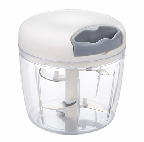 Cortador de verdura, Blanco 900ML 5 blade trituradora múltiple y cortadora de verduras, picadora manual para cortar a la velocidad del rayo cebollas, carne, ajo y otras verduras (Blanco, 900ML)