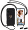 Handyband für Samsung Galaxy S23 Ultra 5G Hülle mit Band, MoEvn Necklace Handyhülle mit Kordel zum Umhängen Herz Muster Silikon Case Stoßfeste Schutzhülle mit Abnehmbar Kette für S23 Ultra, Schwarz