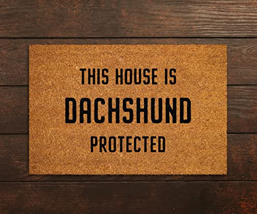 Dachshund Door Mat,Funny Dogs Door Mat,Funny This House Dachshund Protected Doormat,Welcome Mats 24X16 In