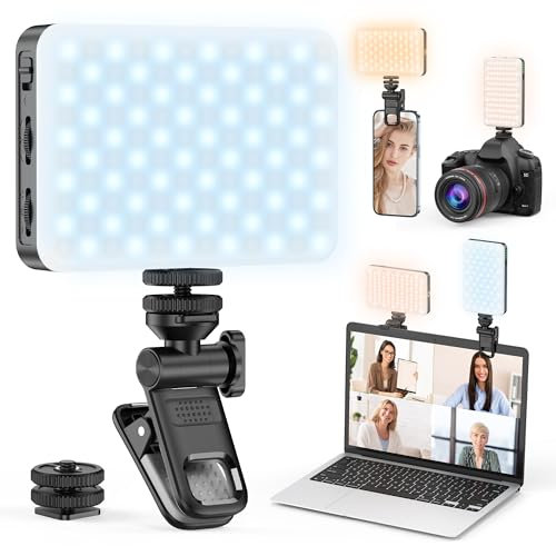 120 LED Selfie Licht, 3 Lichtmodi Handy Selfie Licht mit Clip, Tragbares Beauty Licht für Handy, Kamera Licht Eingebauten Akkus & Kompakt für Mobiltelefon, Zoom Treffen, Video Anrufe, Laptop, YouTube