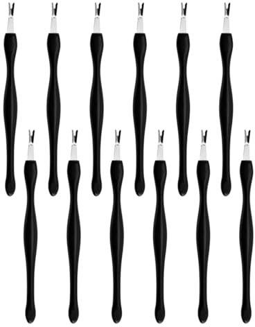 12 Pcs Cuticle Trimmer Nail Cuticle Pusher with A Steel Tip Cuticle Remover Nail Cleaner Tool Nail Art Tools for Manicures Pedicures (Black)