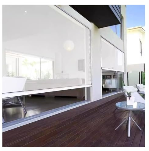 Transparente wasserdichte PVC-Rollos,PVC Kunststoff Regenschutz Rollos，Transparent Wasserdichtes Roll-Up-Rollo,Outdoor-Balkon-Terrassen-Tür Durchsichtige Rollos, 0.5mm(W150*H150cm/W59.05*H59.05in)