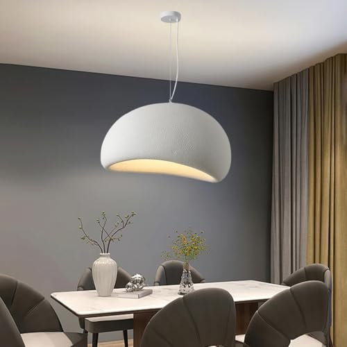 Pendelleuchte Esstisch Hängeleuchte Japanische Wabi-Sabi Stil E27 Weißer Polyethylen Höhenverstellbar Kronleuchter Modern Kreative Hängelampe Wohnzimmer Esszimmer Küche Leuchte Beleuchtung(A,30cm)