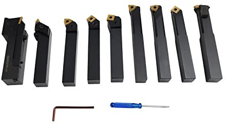 Set di utensili per tornitura per tornio 20 mm,9 Pezzi Tornio Fresatura Utensili Set di utensili rotanti per tornio