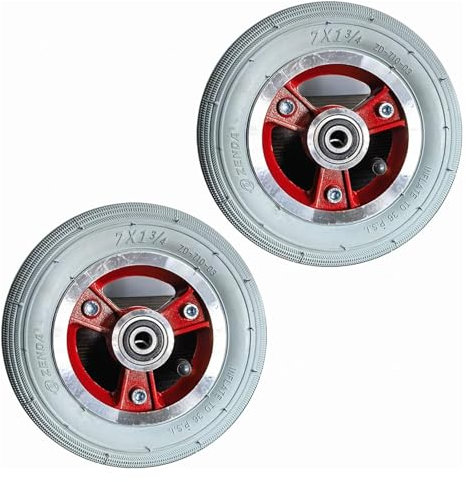Rollstuhlrolle 7-Zoll-Vorderrad des Rollstuhls, 7X1 3/4 Ersatzrad for Elektrorollstühle, Gummi-Luftreifen, Lenkrollen, Nabe aus Aluminiumlegierung, Lager 5/16 Zoll (8 mm) (1 Paar)