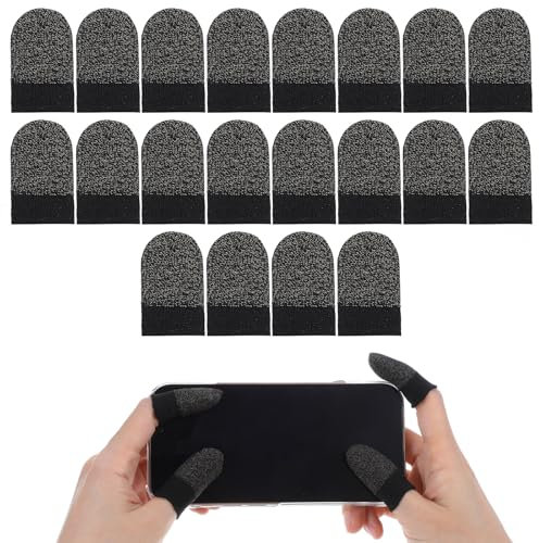 10Pairs Anti-Sweat Finger Gloves for Gaming, Fiber Mobile Gaming Finger Sleeves, Smooth Thumb Protector Sleeves Fingertip Caps for Touchscreen Devices, Finger Gloves for Gaming, Gamer Thumb Covers