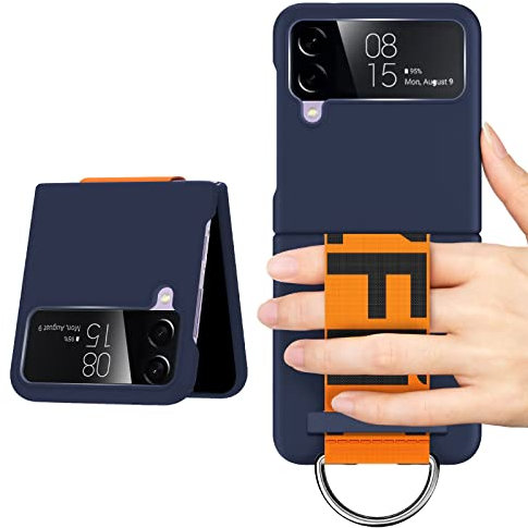 Cover Samsung Z Flip 4 - Custodia PU con cinturino, leggera, protettiva, elegante per donne, con design esclusivo e taglio preciso, colore elegante, materiale premium, compatibile con Galaxy