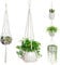 MUETKNYE 3 PCS Macrame Plant Hanger Indoor Hanging Planter Basket with Wood Beads Plants Holder Decorative Flower Pot Holder (POTS NOT Included) (Ivory White)