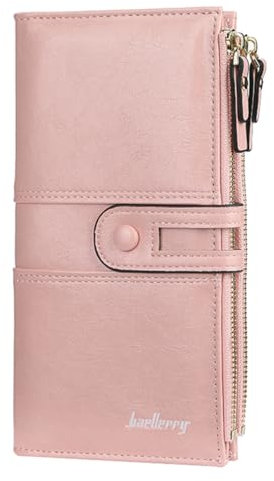 YUEcthynous Grand portefeuille pour femme, sac à main en cuir synthétique doux, petit et sac à main pour femme dans de très belles couleurs avec de nombreux compartiments, bleu clair, mode, rose