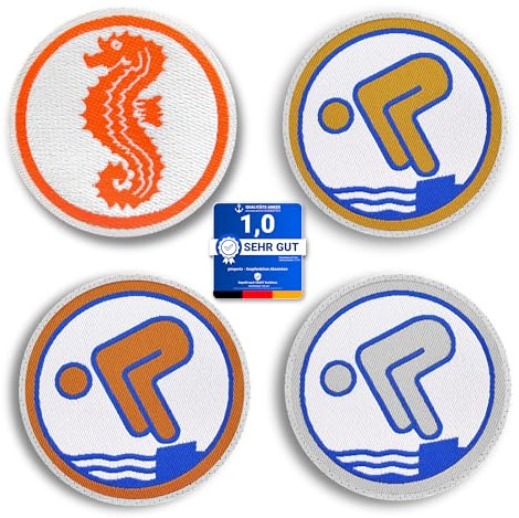 Seepferdchen® offizielle Seepferdchen und Schwimmabzeichen zum Aufnähen | lasergeschnitten | Freischwimmer