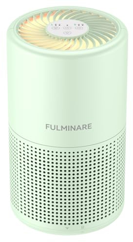 FULMINARE Air Purifiers for Bedroom H13 True HEPA Quiet Air Filter with Night Light, Small Portable Air Purifier for Living Room (Green)