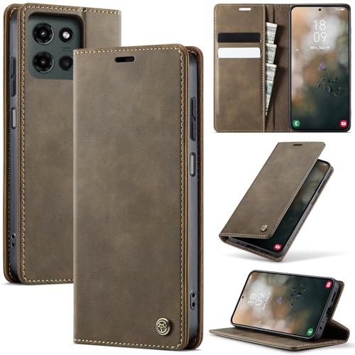 owlhold Coque Motorola Edge 60 Fusion/Edge 60 Cuir PU Premium Fentes Cartes Etui Pochette de Portefeuille avec Fonction Support Case à Rabat Coque Motorola Edge 60 Fusion/Edge 60 - Café