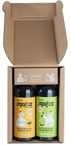 COOSUR Squizz - Pack Aceite de Oliva Virgen Extra, Cosecha Temprana + Salteo - Aceite Oliva Virgen Extra para Regalar, Cómodo Formato Antigoteo - 2 x 620 ml