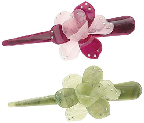 TOPPERFUN 2pcs Floral Hairpins Hair Accessories Woman Girl Chrysanthemum Hair Clip Clasp Woman Floral for Thick