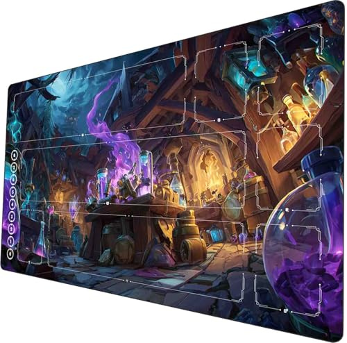 Riftbound TCG Playmat 24x14 Zoll mit Zonenmarkierung inoffizielles Design inklusive Tragetasche für Brettspiele Playmat (Arcane Sanctum)