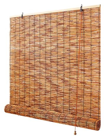 Naturale Tenda a Rullo in Bambù per Esterno Impermeabili 50 90 100 140 150 160cm Tapparella Bamboo Avvolgibile Tende Veneziane Legno Anti-UV Privacy Per Giardino Gazebo Personalizzate(W100xH200cm)