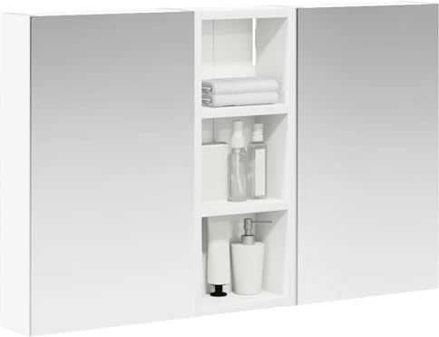 vidaXL Badezimmerschrank-Set 3 pcs 80 x 10,5 x 50 cm Holzwerkstoff, Badezimmer-Schrank, rechteckiger LED-Spiegel, moderner Wand-Organizer, praktischer Platzsparer