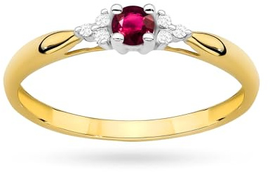 GREMARI Gold Ring Damen 333 Echtgold (8K) mit Roter & Weißen Zirkonia Verlobungsring Damen mit Zirkonia Steine Echtgold Verlobungsring Klassischer Gold Schmuck Geschenk Frauen