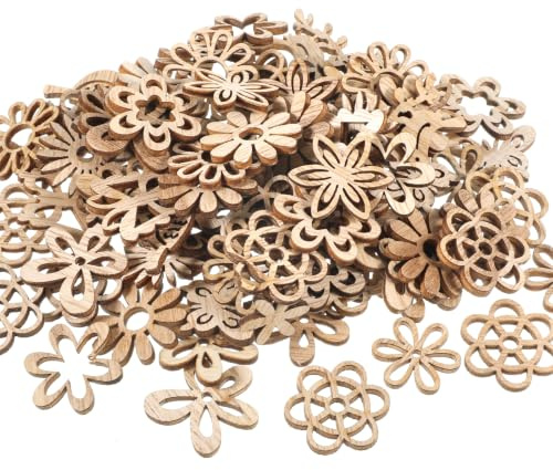 200 Stück Schmetterling und Blumen Holzscheiben, DIY Handwerk Holzblumen, Streudeko Holz Blumen Scheiben, Holz Schmetterlinge Vögel Deko für Tischdeko DIY Handwerk Verzierungen Weihnachten