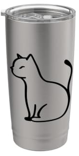 Gato Dibujo Felino Vaso térmico de acero inoxidable de doble pared