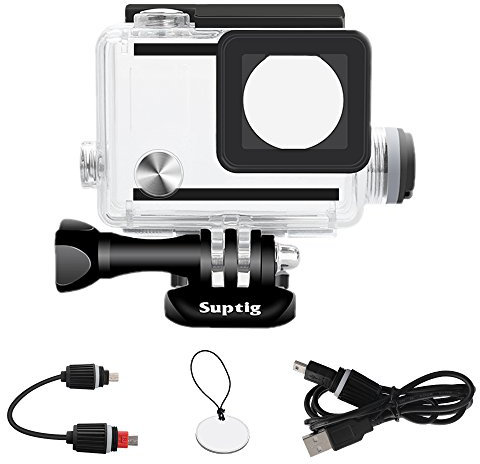 Suptig Alloggiamento ricaricabile impermeabile per GoPro Hero 4 Hero 3+ Hero3 fotocamera sportiva esterna per uso subacqueo – Resistente all'acqua fino a 40 m