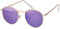 styleBREAKER Lunettes de soleil unisexes en forme de panto avec verres ronds plats et branches en métal avec charnière à ressort, monture complète 09020077, Monture dorée/Verre violet miroitant