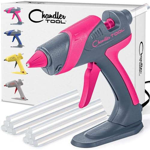 Chandler Tool Pistola per colla a caldo, industriale, ad alta temperatura – da 60 Watt, grande, resistente, kit con 10 stick di base supporto brevettata, progetti artistici e fai te (blu