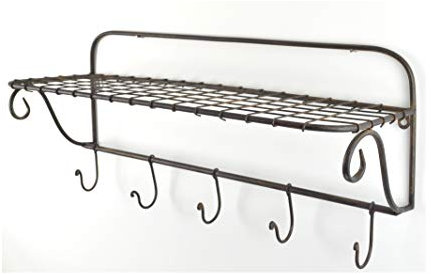 Schmiedegarten Hängeregal im Industrie Stil aus Metall mit 5 Haken. Garderobe im Vintage Style. Universell einsetzbares Wandregal.