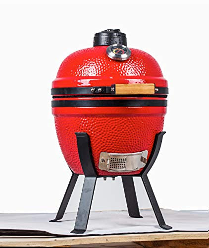 YNNI KAMADO TQ0014RE Kamado-Ofen-Grill-Ei mit Ständer, 35,6 cm, Rot