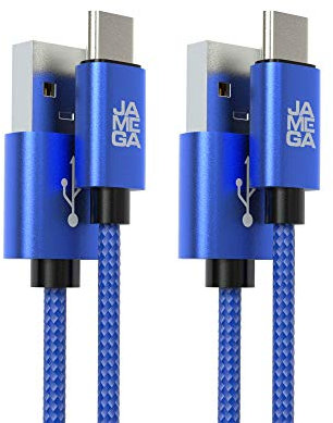JAMEGA – USB Typ C Kabel Blau [2 Stück 3m] | 3A Nylon geflochten USB C Ladekabel und Datenkabel Fast Charge Snyc schnellladekabel kompatibel mit Samsung Galaxy S10/S9, Huawei P30/P20