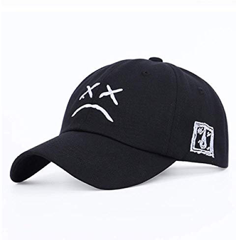 Herren Kappe Cap Papa Hut Stickerei 100% Baumwolle Baseball Cap Trauriges Gesicht Hut Hip Hop Cap Golf Snapback Frauen Männer Verstellbar Schwarz