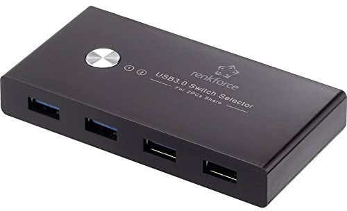 Renkforce RF-SHB-200 4 Port USB 3.2 Gen 1-Umschalter + Hub (USB 3.0) Schwarz